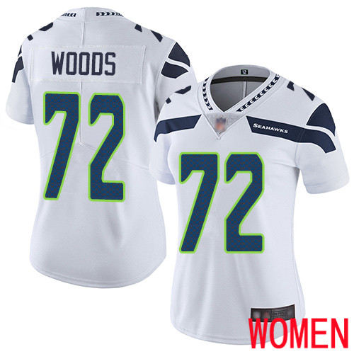 Seattle Seahawks Limited White Women Al Woods Road Jersey NFL Football #72 Vapor Untouchable